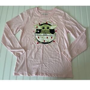 Star Wars Baby Yoda Christmas Lights T Shirt Top Size Girls XL 14/16